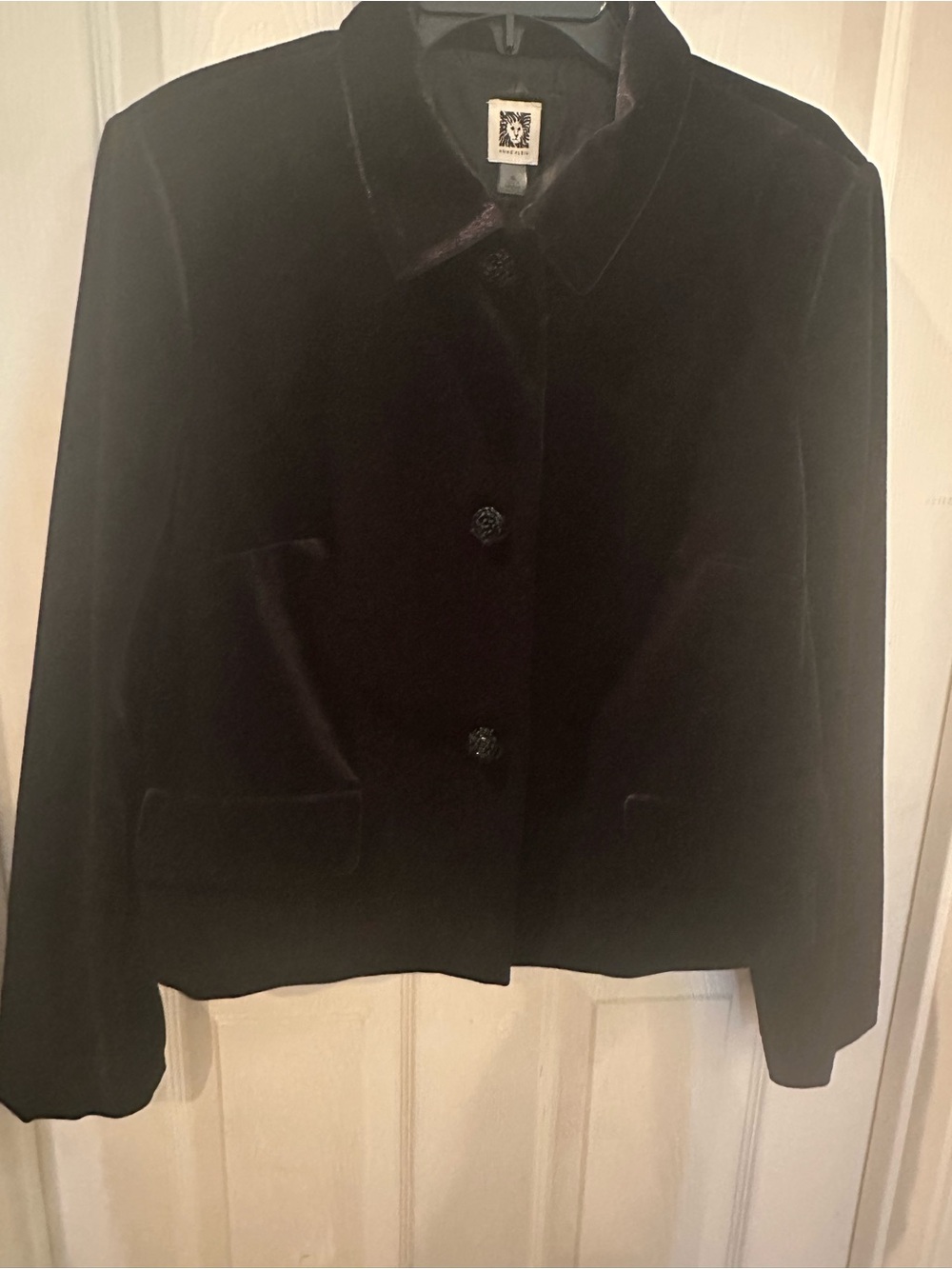 Anne Klein Black Velvet Blazer Jacket